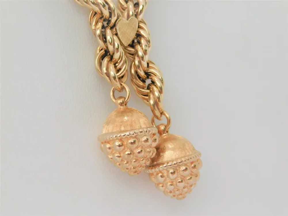 Vintage 14k Gold Acorn Tassel Chain Necklace - image 5
