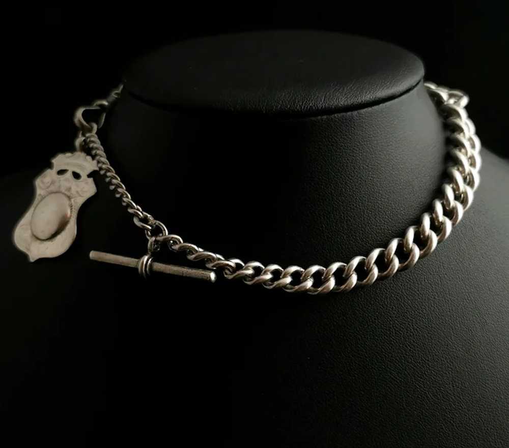 Antique Victorian silver Albert chain, watch chai… - image 7