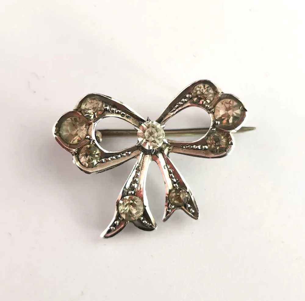 Antique sterling silver and paste bow brooch, Edw… - image 10