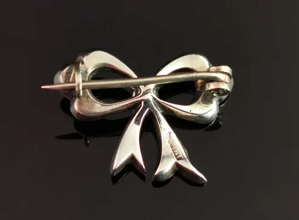 Antique sterling silver and paste bow brooch, Edw… - image 7