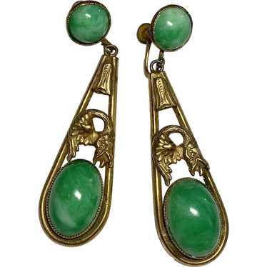 Delightful Art Deco Czech Peking Glass Earrings