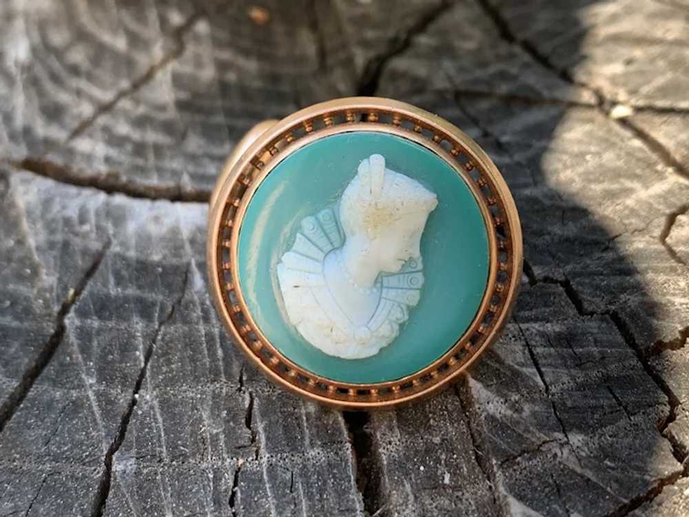 Victorian Green Agate Cameo Cufflinks - image 4