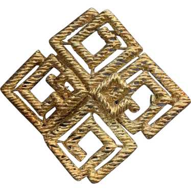 18K Yellow Gold Large Square Brooch