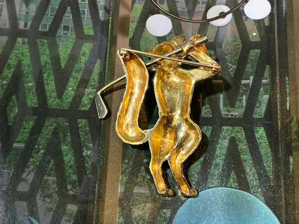 Blue and Green Enamel Golf Fox Brooch - image 4