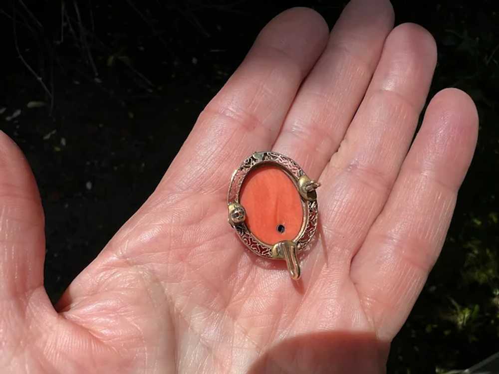 Victorian 14K Yellow Gold Coral Cameo - image 3