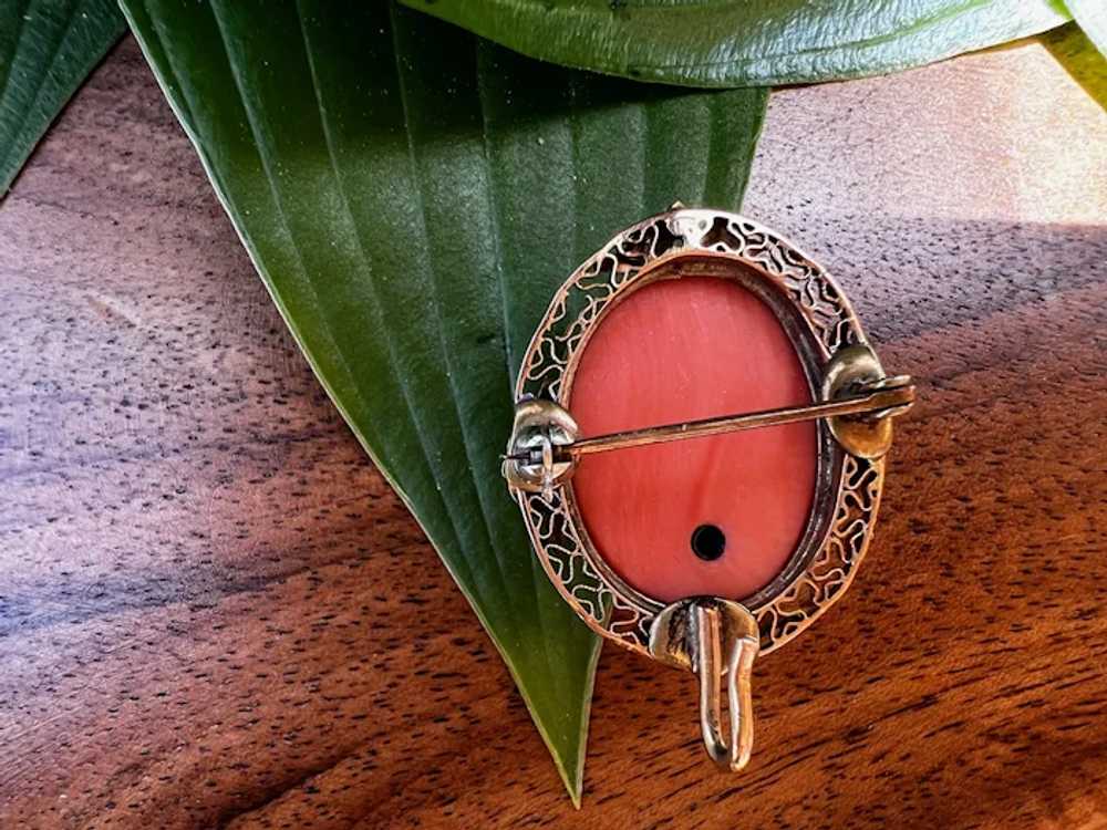 Victorian 14K Yellow Gold Coral Cameo - image 8