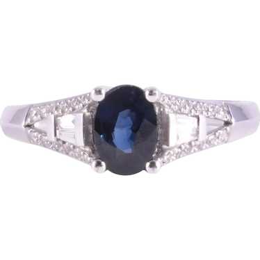 0.80 Oval Sapphire and Diamond Ring