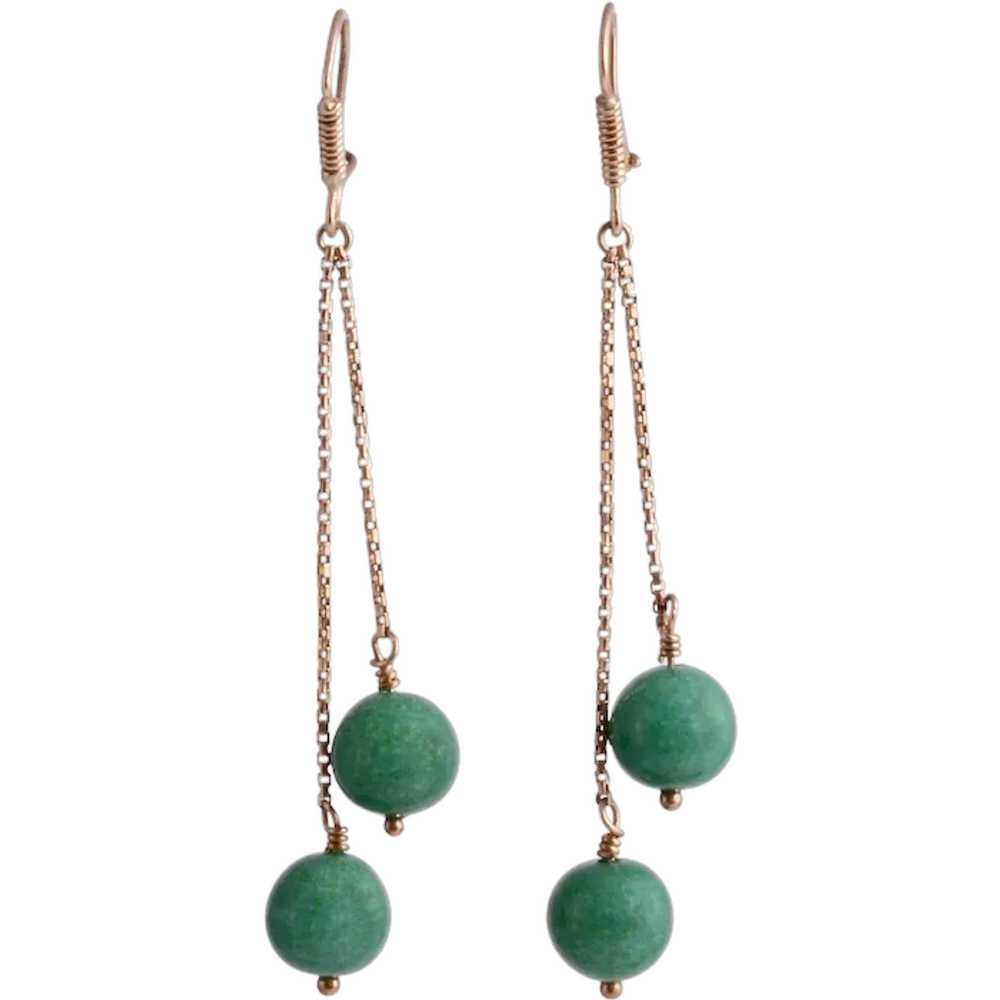 Dyed Green Quartz Dangle Earrings - image 1