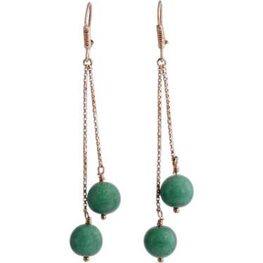 Dyed Green Quartz Dangle Earrings - image 1