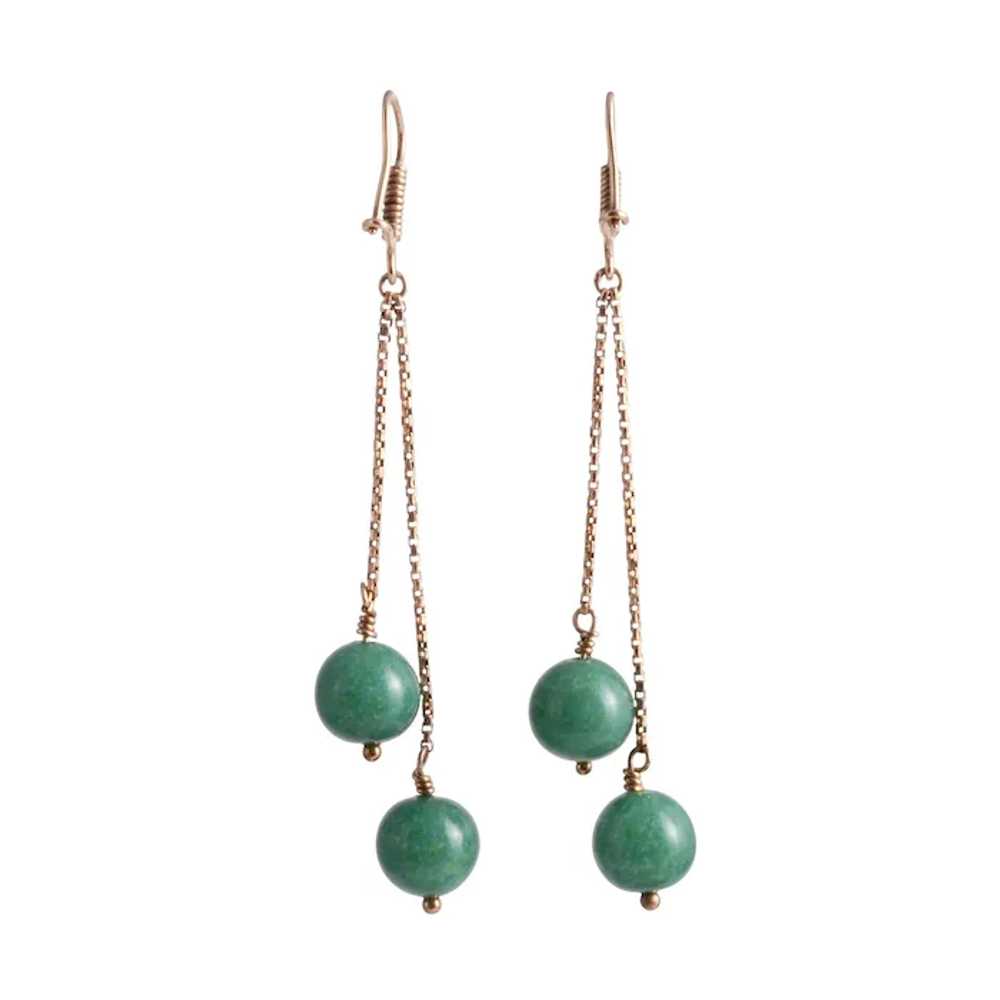 Dyed Green Quartz Dangle Earrings - image 2