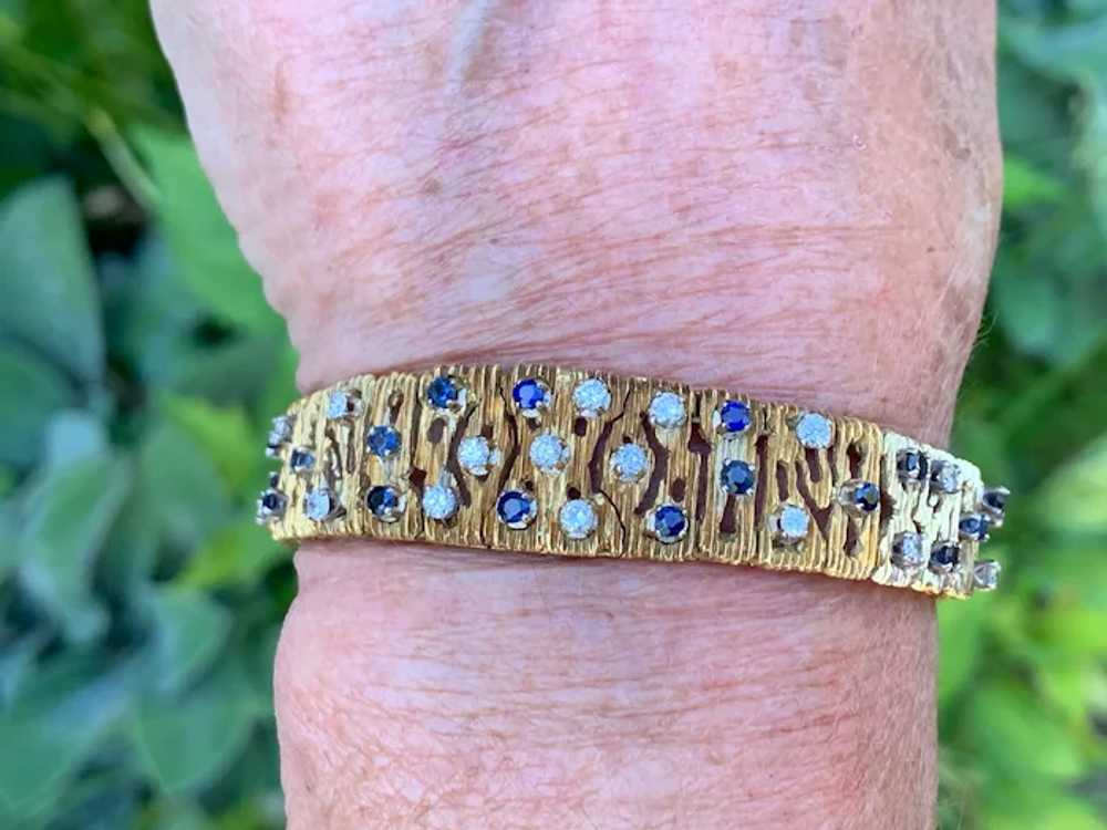 18K Yellow Gold Diamond and Sapphire Bracelet - image 10