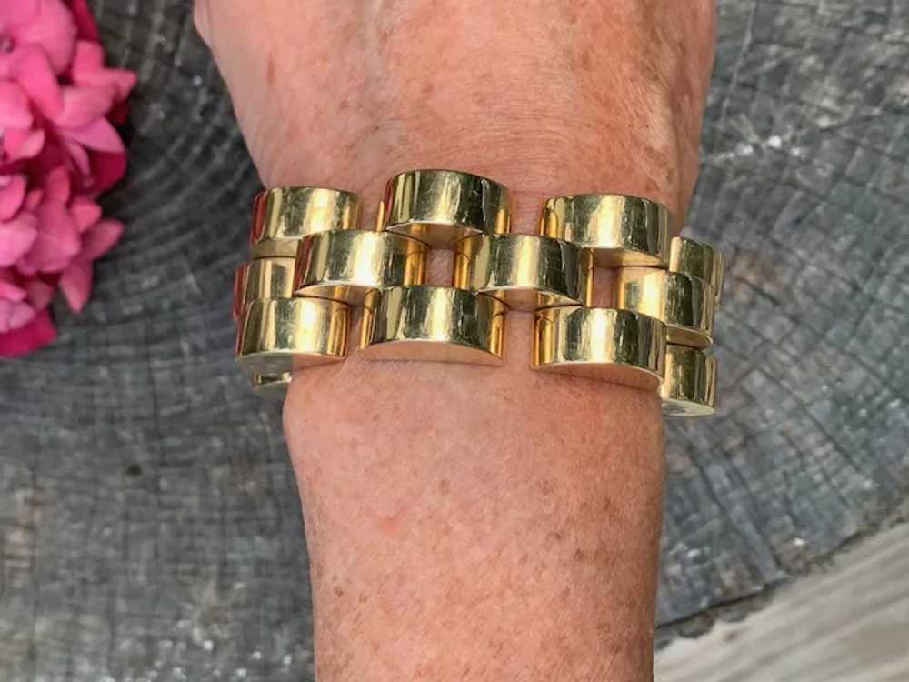 14K Yellow Gold Retro Chunky Bracelet - image 4