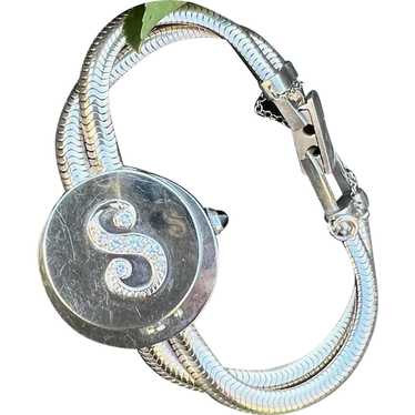 1940s White Gold Initial "S" Covered Watch Bracel… - image 1