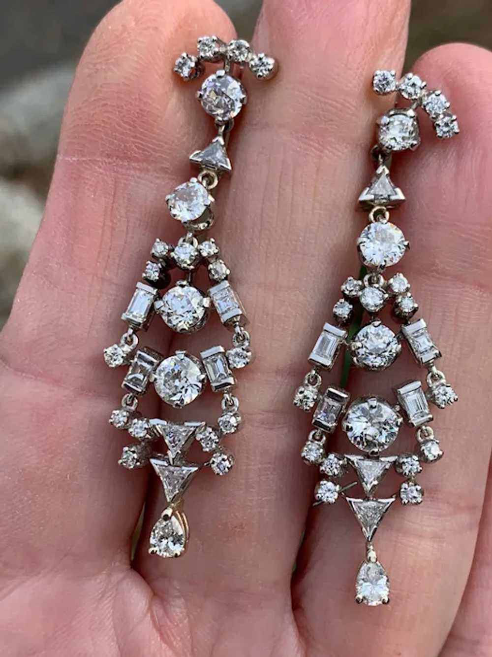 Art Deco Platinum and Diamond Chandelier Earrings - image 10