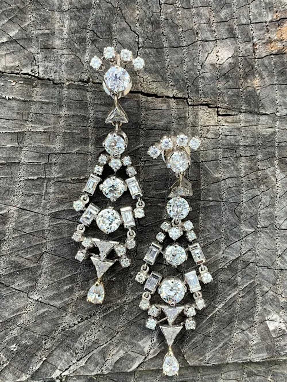 Art Deco Platinum and Diamond Chandelier Earrings - image 2