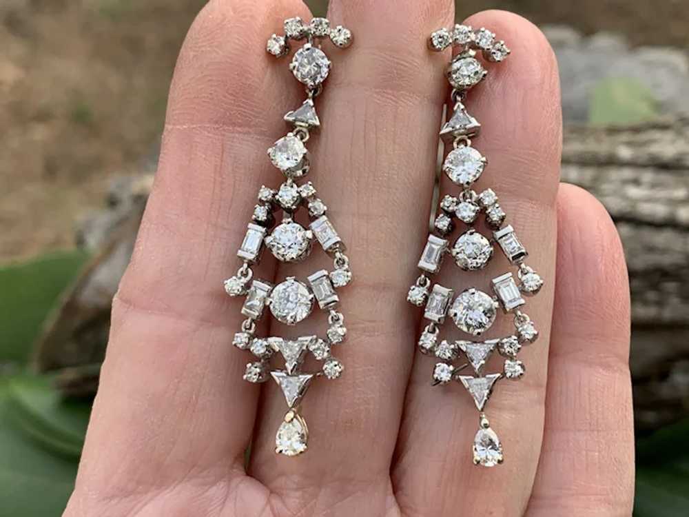 Art Deco Platinum and Diamond Chandelier Earrings - image 8
