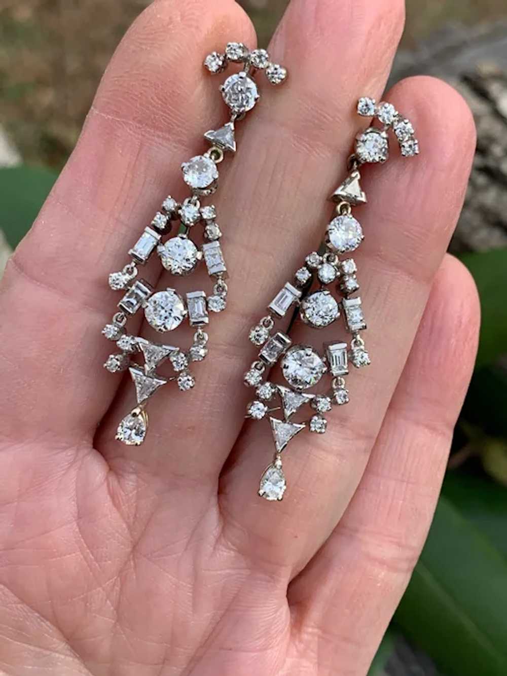 Art Deco Platinum and Diamond Chandelier Earrings - image 9