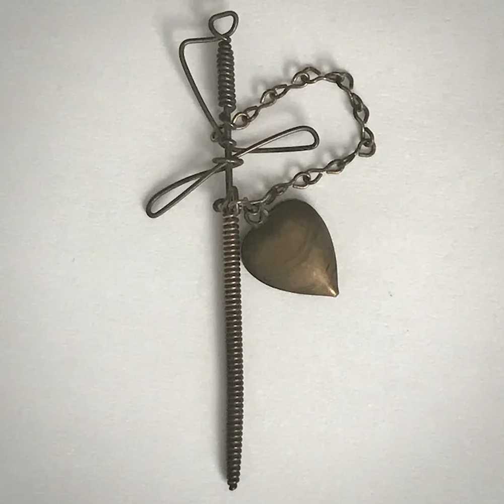 Primitive Antique Jabot Sword with Trailing Heart… - image 3