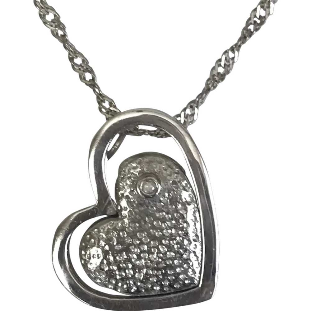 Sterling Silver Stylized Heart with Diamond Penda… - image 1