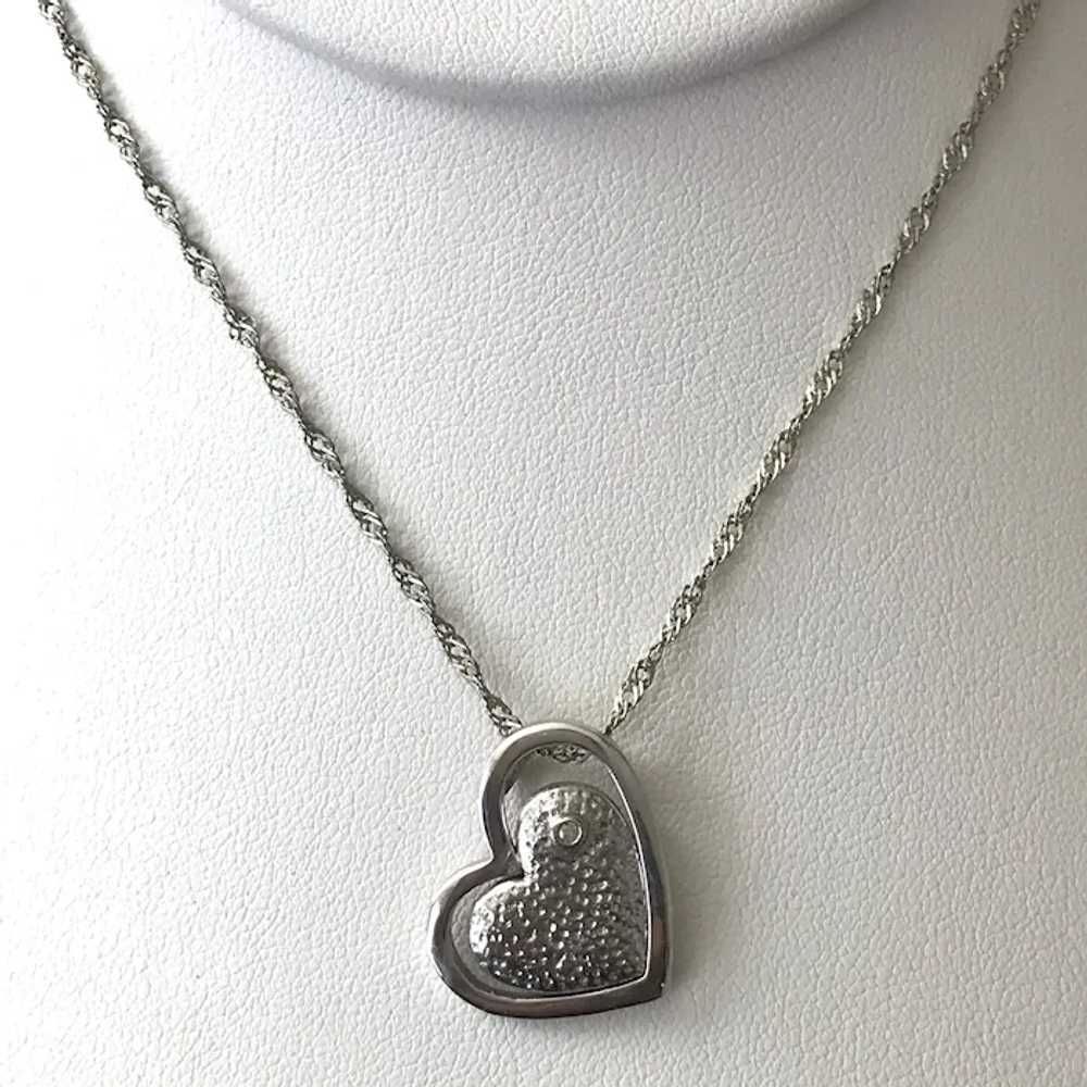 Sterling Silver Stylized Heart with Diamond Penda… - image 4