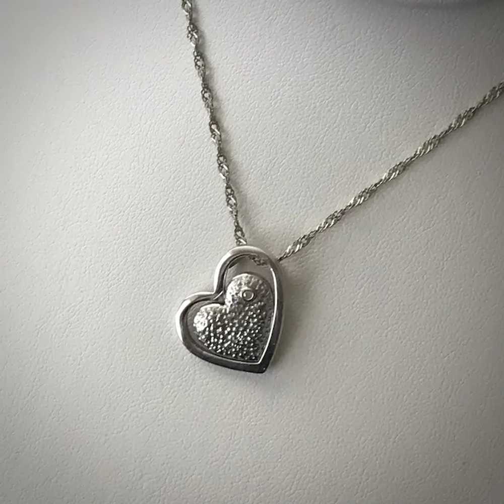 Sterling Silver Stylized Heart with Diamond Penda… - image 5