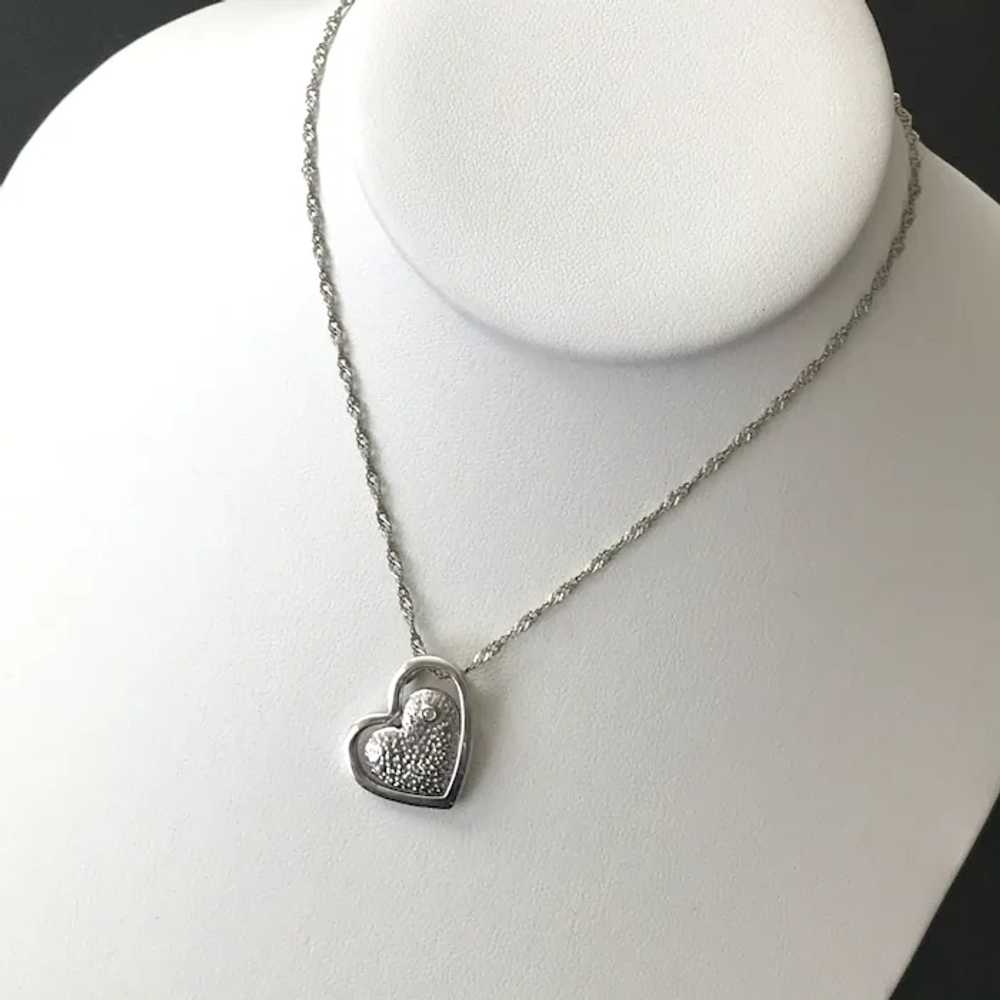 Sterling Silver Stylized Heart with Diamond Penda… - image 7