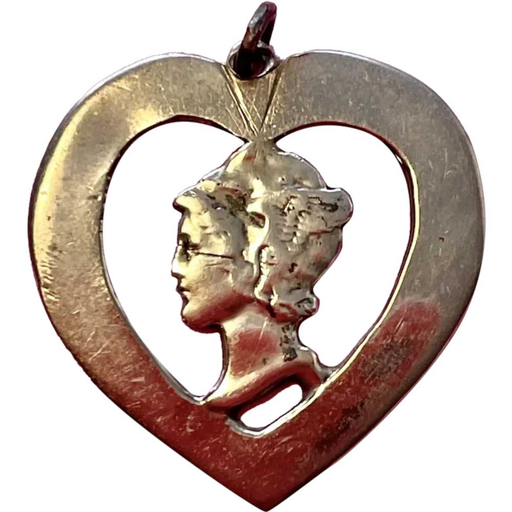 Handmade Silver Heart with Mercury Dime Cut-Out P… - image 1