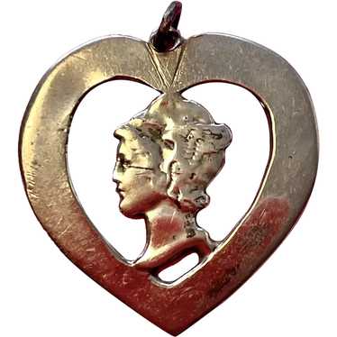 Handmade Silver Heart with Mercury Dime Cut-Out P… - image 1