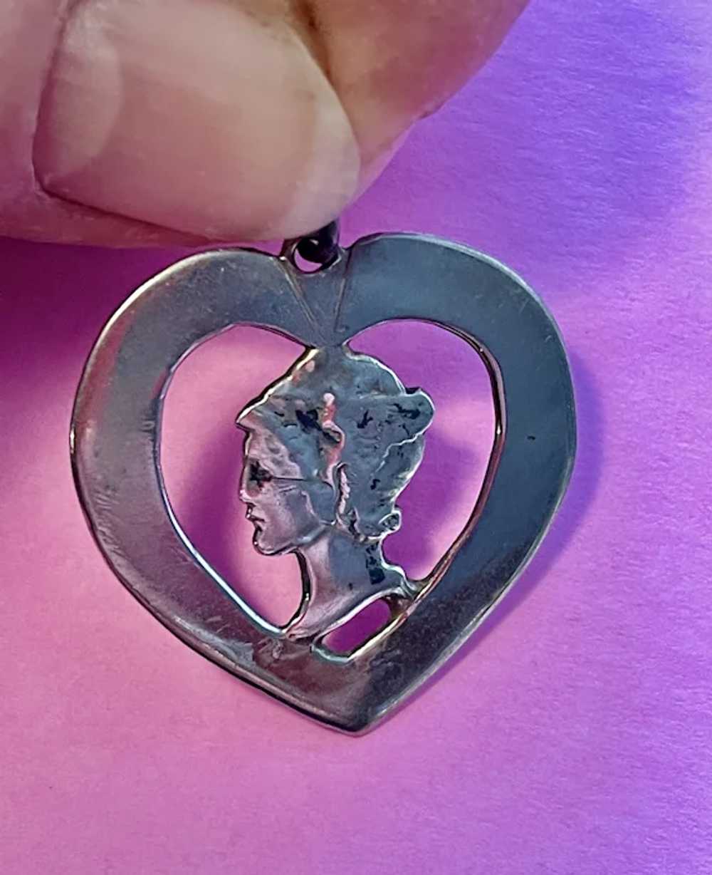 Handmade Silver Heart with Mercury Dime Cut-Out P… - image 2