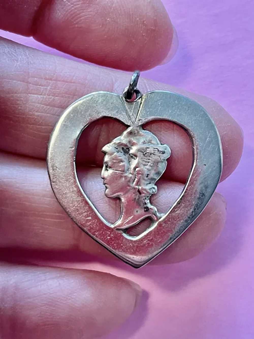Handmade Silver Heart with Mercury Dime Cut-Out P… - image 3