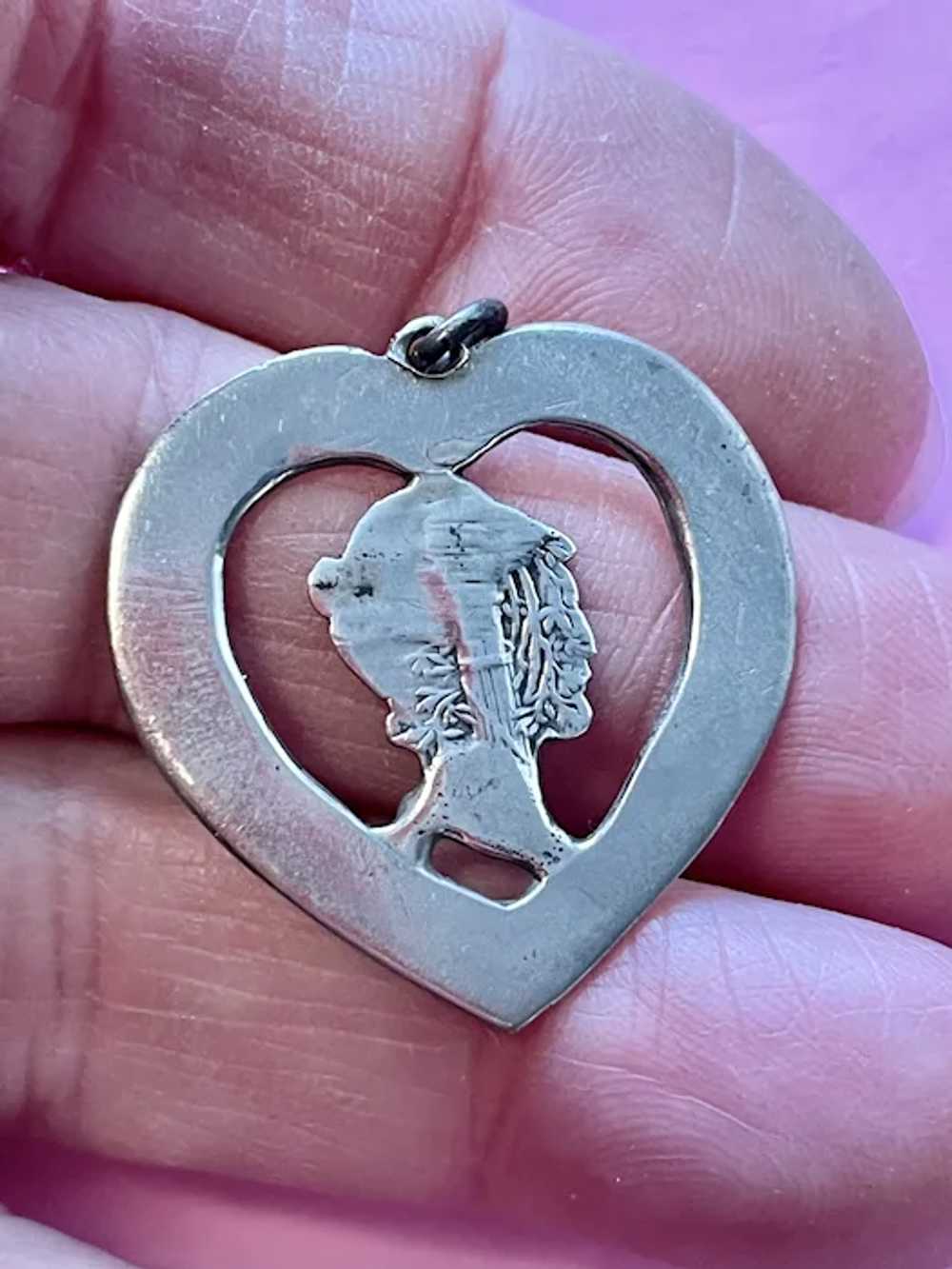 Handmade Silver Heart with Mercury Dime Cut-Out P… - image 4