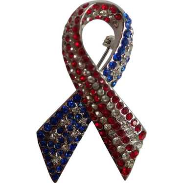 Vintage Patriotic Ribbon Pin/Brooch Red, White & B