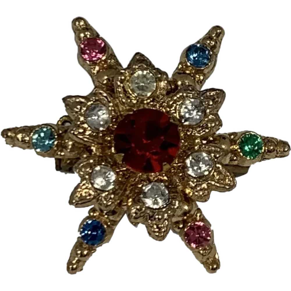 Multi Color Stone, Starburst Brooch - image 1