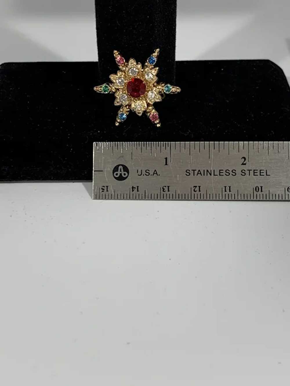 Multi Color Stone, Starburst Brooch - image 5