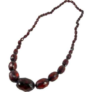 Antique Carved Faceted Cherry Amber Necklace