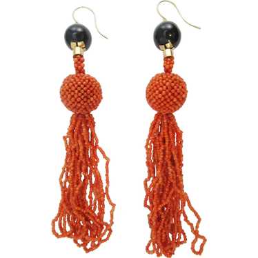 1920 Art Deco 18 Karat Yellow Gold Coral and Black