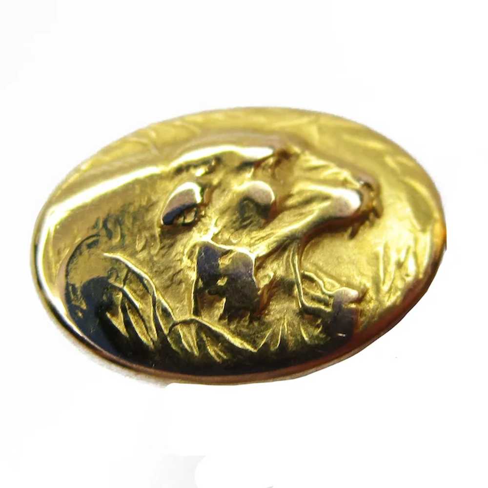 Victorian 14K Yellow Gold Lion Face Cufflinks - image 4