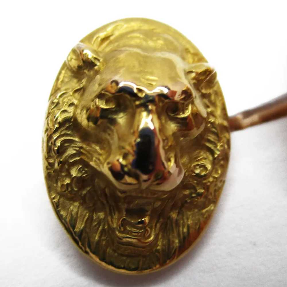 Victorian 14K Yellow Gold Lion Face Cufflinks - image 5