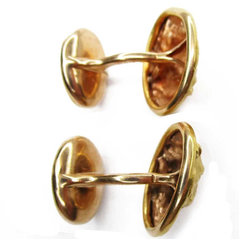 Victorian 14K Yellow Gold Lion Face Cufflinks - image 7