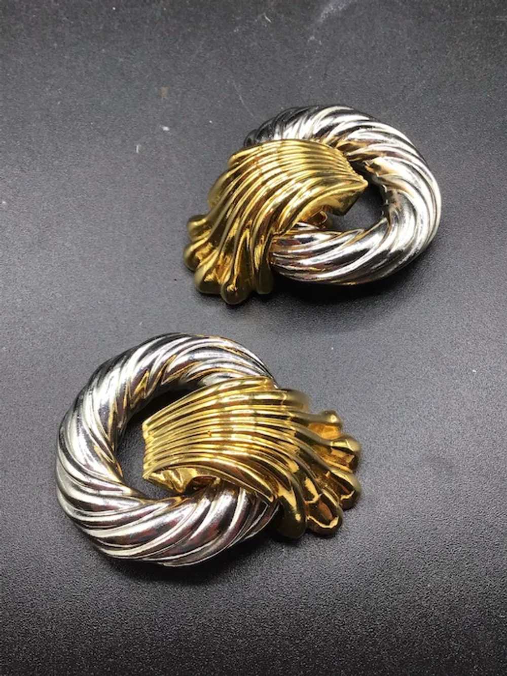 Oversized Door Knocker Earrings Silver & Gold Ton… - image 3