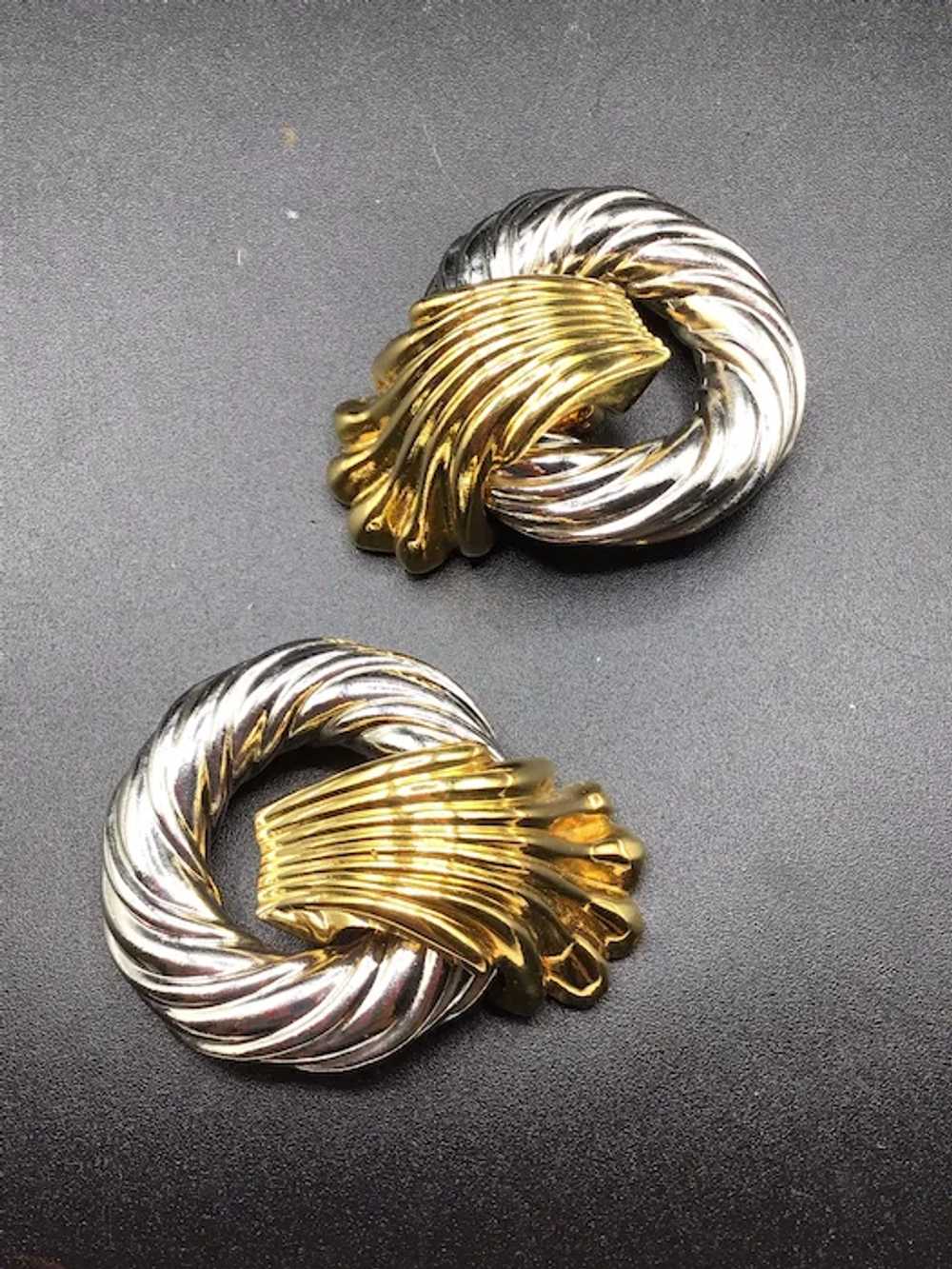 Oversized Door Knocker Earrings Silver & Gold Ton… - image 4
