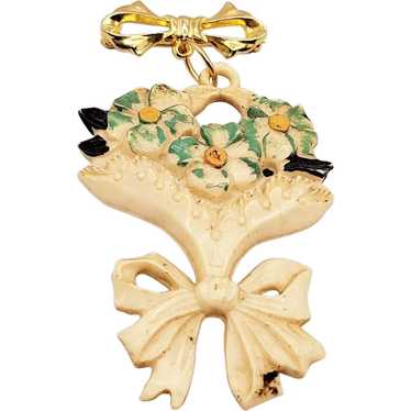 Antique Multi-Gem Flower Basket Brooch