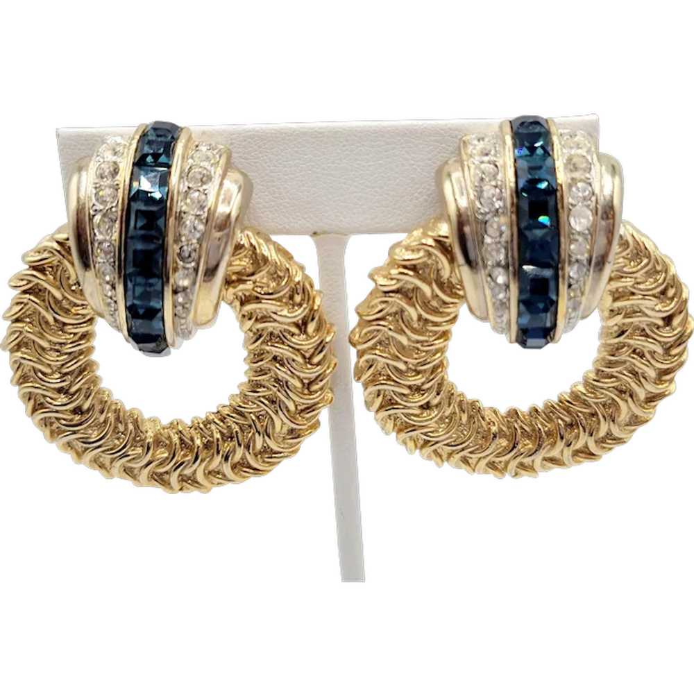 Dramatic 1980s Jeweled Door Knocker Clip Earrings… - image 1