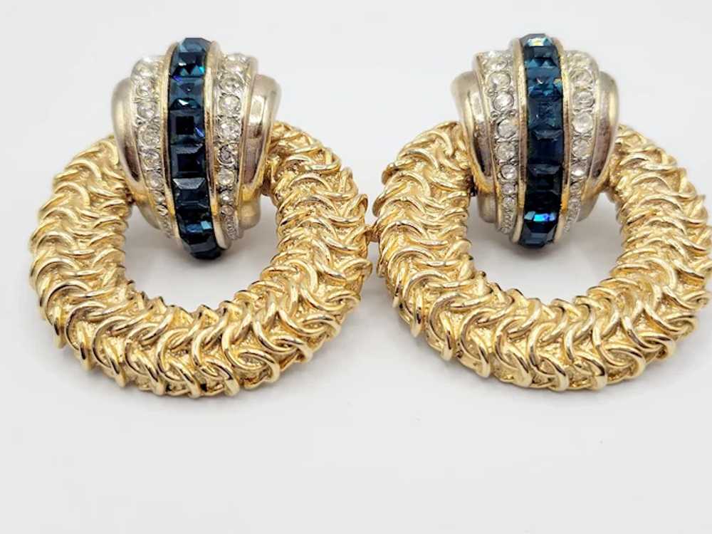 Dramatic 1980s Jeweled Door Knocker Clip Earrings… - image 5