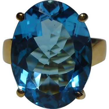 10k Blue Color Topaz Gemstone Ring - image 1