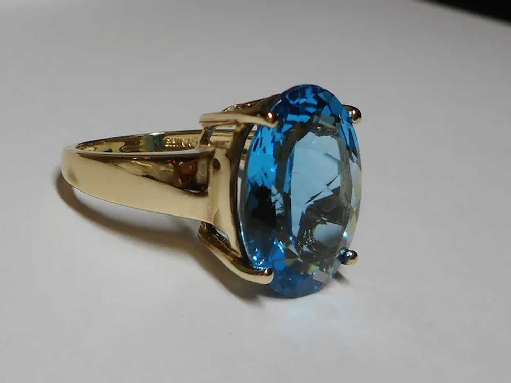 10k Blue Color Topaz Gemstone Ring - image 3