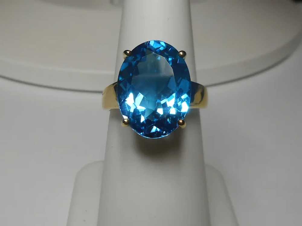 10k Blue Color Topaz Gemstone Ring - image 7