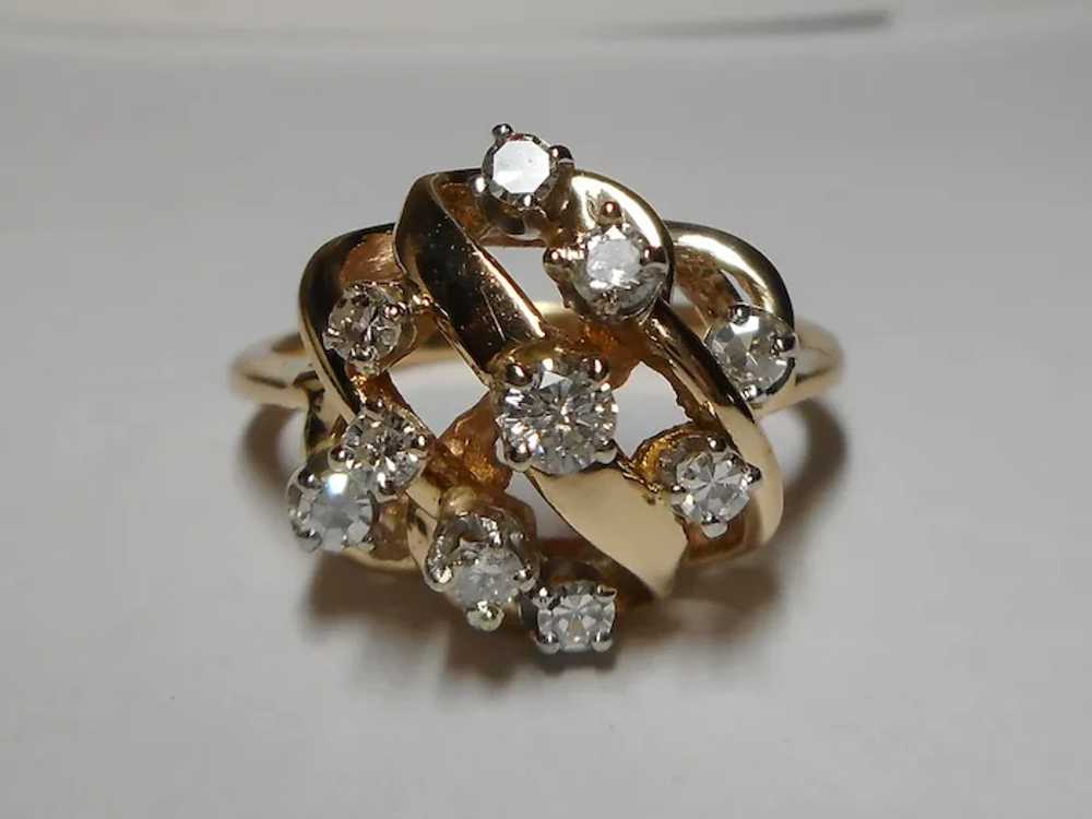 14k Yellow Dome Diamond Ring - image 2