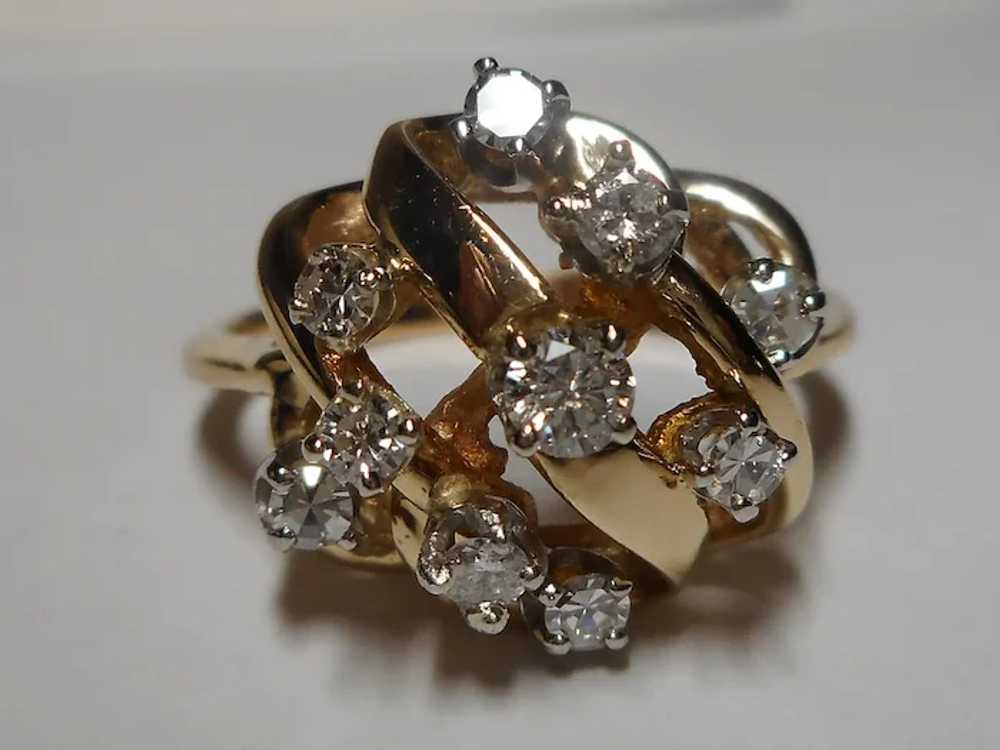 14k Yellow Dome Diamond Ring - image 8