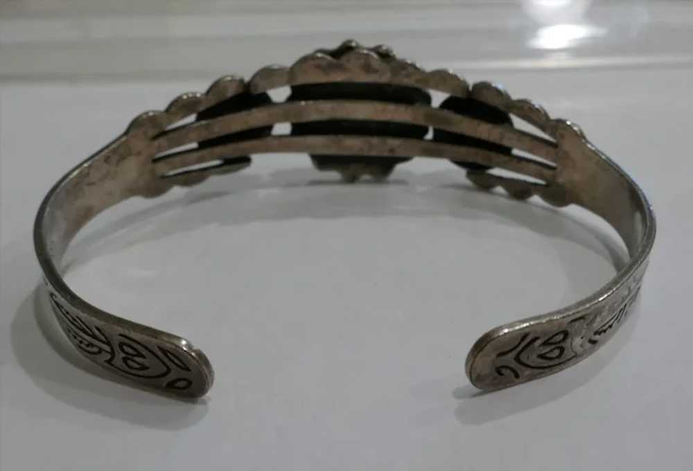 Southwest Bracelet With Green Stone Signed Sanfor… - image 4